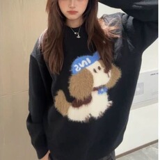 可爱美式复古毛绒小狗提花毛衣休闲套头针织衫外套内搭打底MY25，男装T恤，星座516A