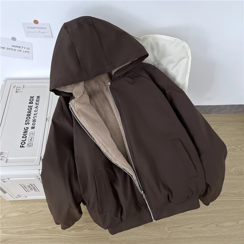 粉墨两穿皮草外套棉衣女冬季慵懒风棉袄休闲冬衣连帽棉服上衣袄子,男装棉衣,星座506A