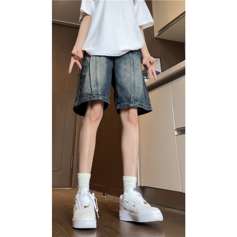 抖音品质夏季新款美式高街宽松水洗牛仔裤B315-K24056-p45控68图片