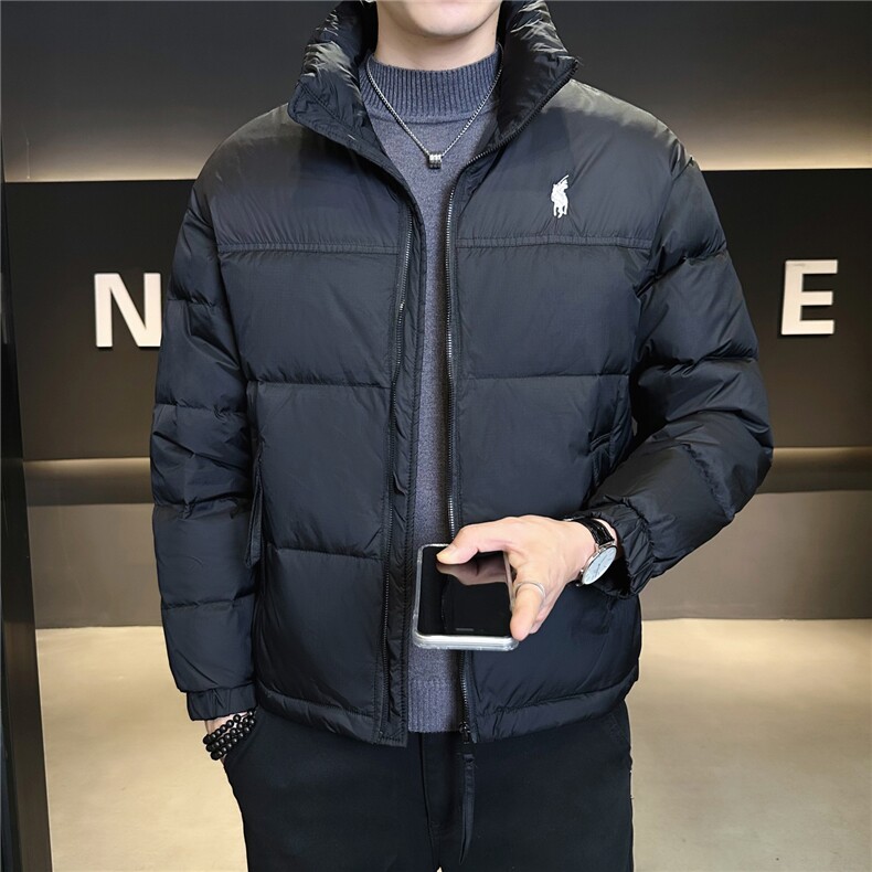 9826-L-4XL-P175标50绒店主风男士休闲刺绣拼色立领羽绒服外套图片