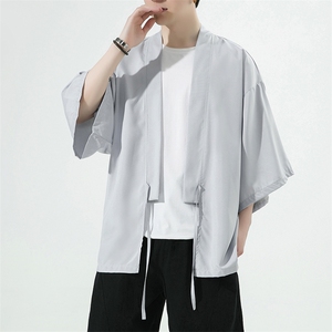 风夏季冰丝垂感宽松七分袖防晒服男半袖风衣 222特p25图片