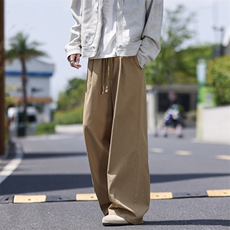 外景高街弯刀裤休闲纯棉宽松复古水洗棉直筒裤A406KZ2532特P53，男装休闲裤，星座309（原A406）