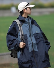 日系小众拼接工装夹克户外防水防风连帽冲锋衣宽松设计感夹克，男装夹克，星座716-4