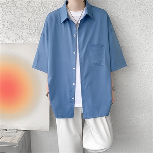 短袖衬衫男夏季新款港风宽松冰丝坠感衬衣CS8805-P35图片