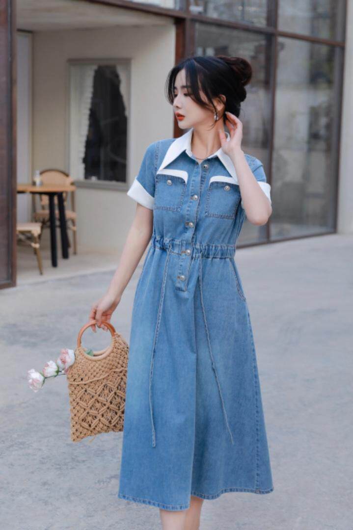 2023年夏装牛仔连衣裙，女装连衣裙，贻思茗