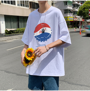 夏季新款潮流宽松印花短袖男T恤女 T45P25图片