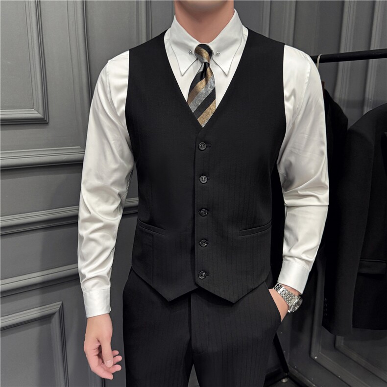 高品质~色织暗条纹西装马甲男坎肩时尚内搭背心糖咖色DMJ8062-P55,男装背心/马甲,电商A213