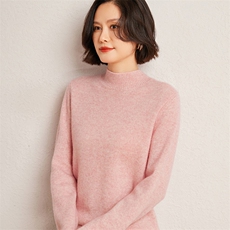 秋冬季35%羊绒65%羊毛休闲百搭7针加厚正肩半高羊绒衫，女装羊绒衫，广悦羊绒