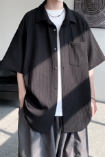 特批35无差价2025夏薄冰丝透气垂坠感衬衣男休闲宽松短袖衬衫C844，男装衬衫，电商A001-1