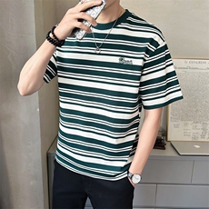 短袖t恤男21025新款夏季圆领条纹冰感透气打底衫C317-8073-P55，男装T恤，电商C317