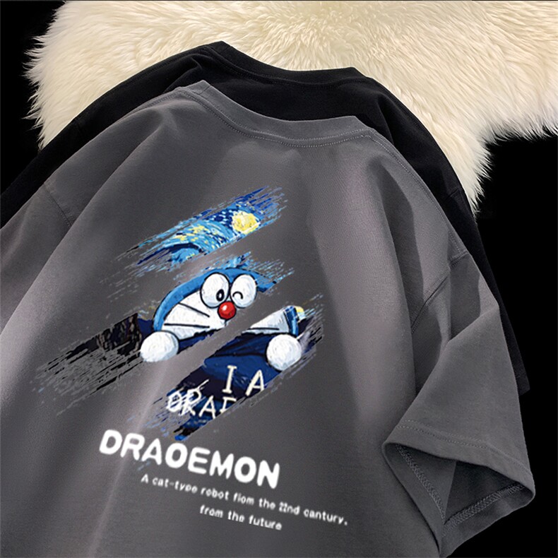 抖音得物供货210克现货宽松纯棉美式潮牌印花落肩袖纯棉T恤AT2154，男装T恤，电商A443