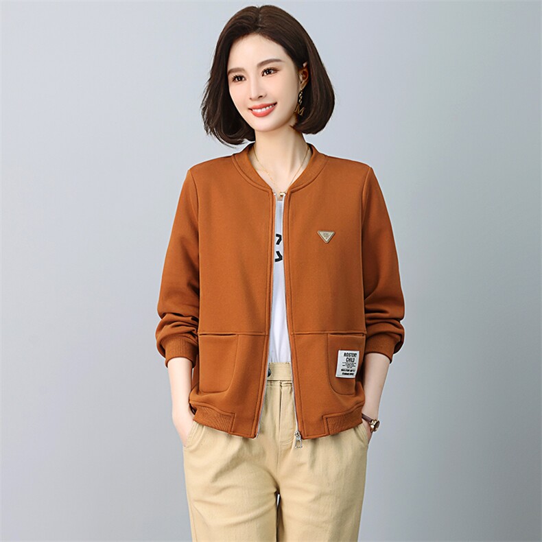 （新款长期有货）妈妈秋装外套宽松休闲开衫棒球服卫衣2024上衣,女装短外套,忆绮罗