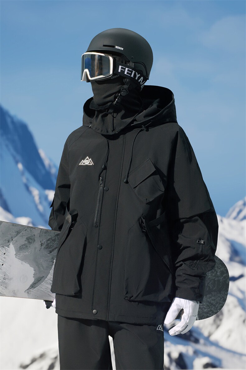 24冬户外防水防风单板滑雪服男女中性风大码加棉保暖外套M78-P155,男装棉衣,电商A001-1