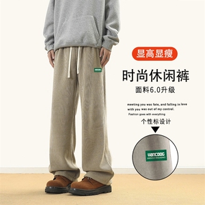 加绒加厚男款冬季直筒休闲裤潮牌阔腿裤保暖长裤X1882-加绒特批55图片