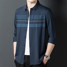 2023夏春季新款宽松透气中老年商务冰丝薄款休闲衬衫时尚百搭男装，男装衬衫，电商B212（原钱塘6029）