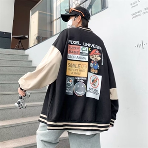 春秋季情侣运动夹克外套美式复古潮牌棒球服上衣男 W4867-P40图片