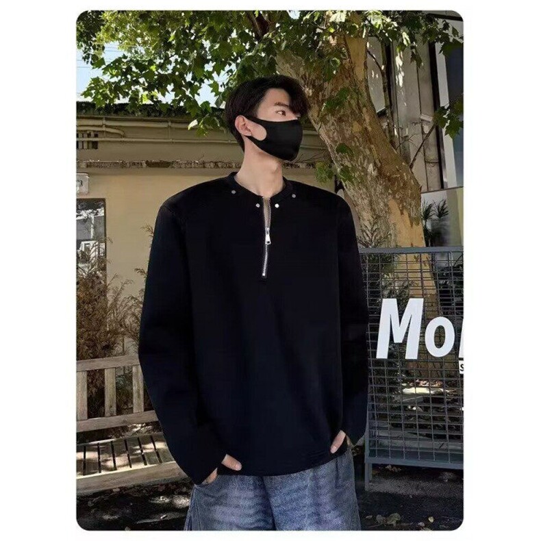现货潮牌半拉链卫衣男穿搭高级感cleanfit美式长袖t恤L67966-p39,男装T恤,星座1008