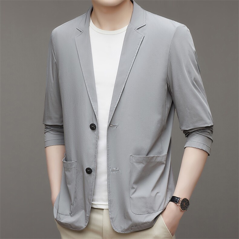 防晒服西服男23夏季薄款锦氨速干质感防紫外线西装便西外套，男装西服，电商B212（原钱塘6029）