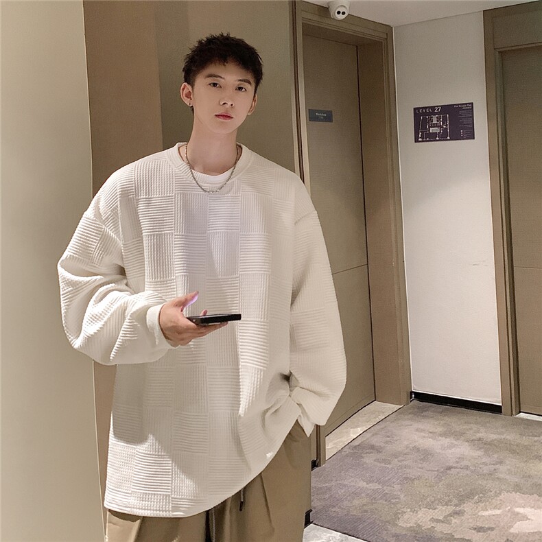 立体纯色方格花纹面料卫衣男：聚酯纤维95%氨纶5%WY77050P38控58,男装卫衣,星座227-7