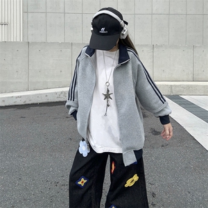 抖音得物高品质 美式高街重磅结构设计拼接织带立领卫衣外套 CM42图片