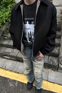 千鸟格哈灵顿双面穿拉链飞行夹克两穿外套 JK955 特P71图片
