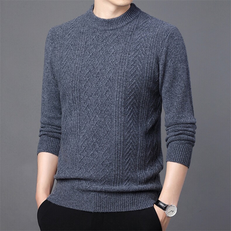 CM61112钱塘2020-2中年男士冬季厚款商务休闲纯色羊毛衫P157,男装针织衫/毛衣,钱塘207-2