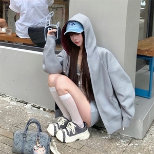 抖音得物高品质 秋冬美式高街重磅结构双层双面连帽卫衣外套XS107图片