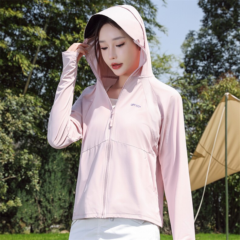 锦纶原纱防晒衣夏季黑胶帽檐UPF100+防紫外线冰感防晒服F067-P35图片