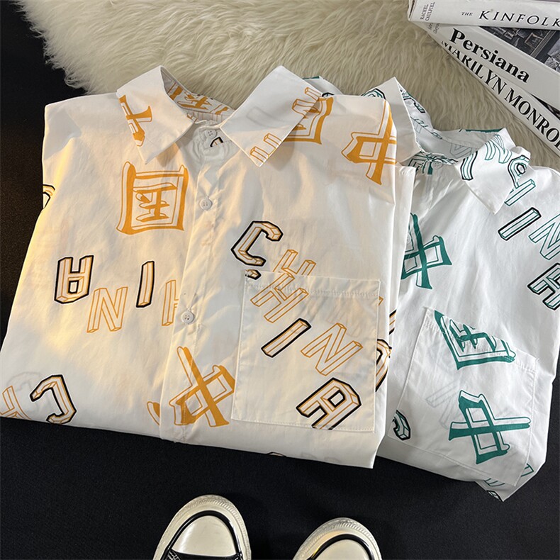 D201-DM160-P40男装港风宽松休闲大码潮流衬衫长袖秋装上衣,男装衬衫,电商D321-1