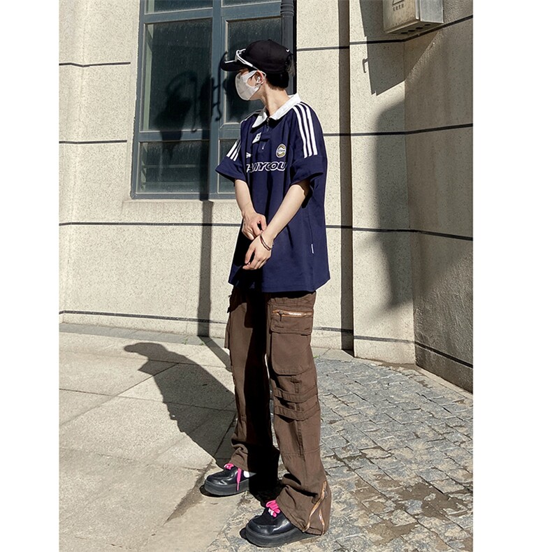 B221美式ins高街小众拉链多口袋休闲工装裤LK23045-P75控98,男装休闲裤,电商B221