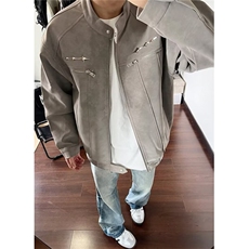 复古高街重磅PU皮夹克外套皮衣男宽松百搭工装棒球服外套J2596，男装夹克，星座1116A（原606A-3）