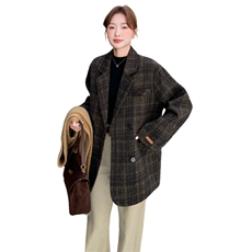 大货已出格子西装呢大衣外套C258-23023P135K198，女装毛呢外套，2C258