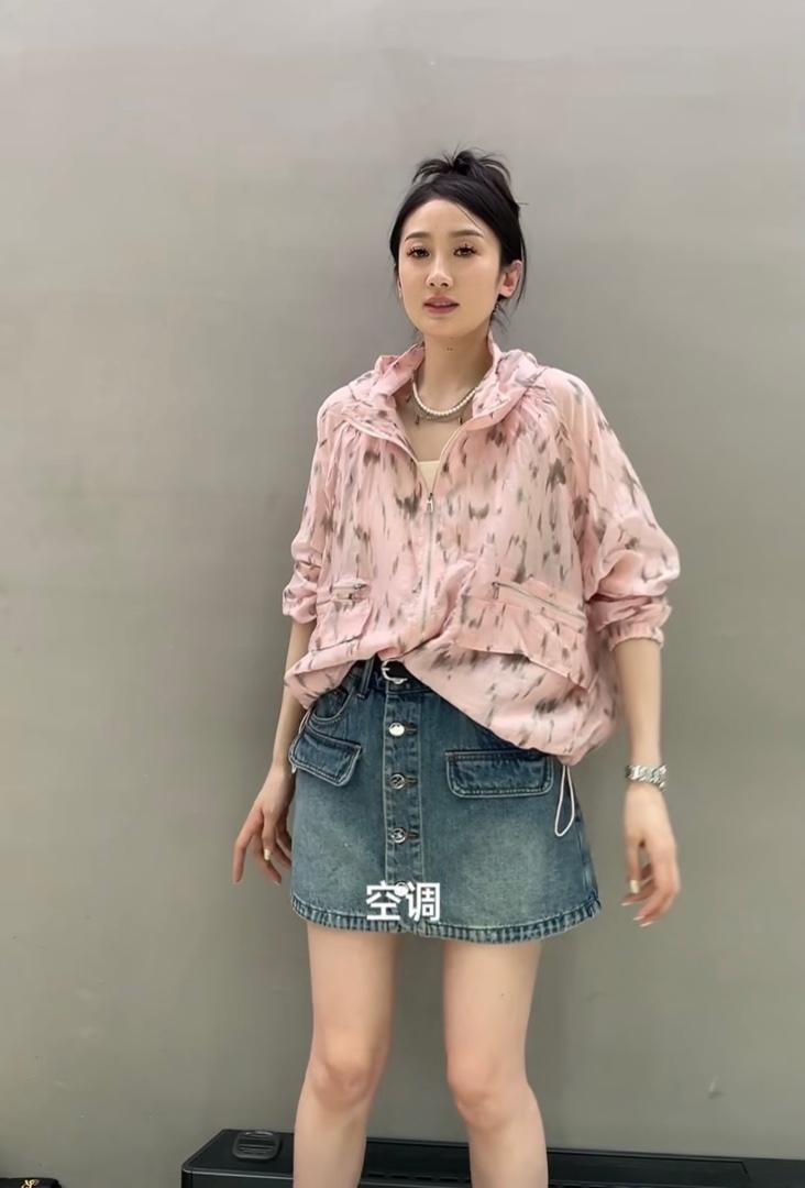 树叶花纹连帽防晒外套,女装其它,L·H·X