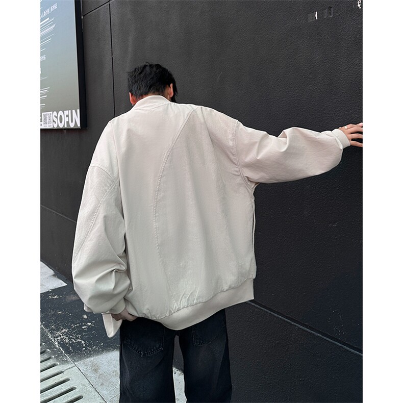 秋季新款港风日系原版灯芯绒拼接双层立领夹克外套男JK1390-P58,男装夹克,星座313A(原308A-2)