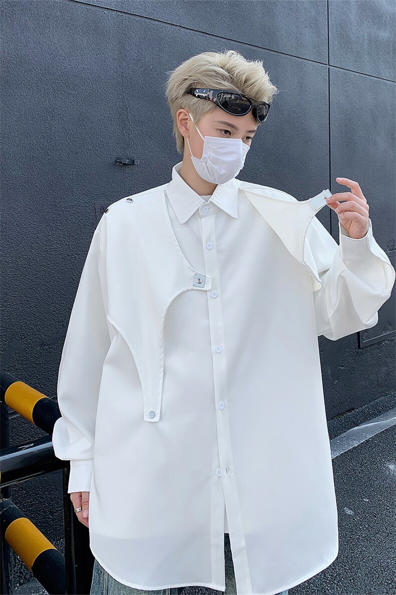男装衬衫24春季潮牌男士叠穿宽松垂感长袖衬衣XZ514-2-202415-P78,男装衬衫,星座514-2(原B239)