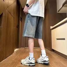 2025夏季新款星空纹牛仔短裤男生潮牌宽松直筒五分裤A6631-P40，男装牛仔裤，星座208-5