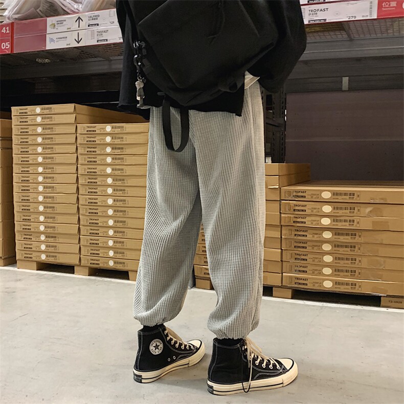 加绒2021运动风九分休闲裤潮流百搭长裤TY040-1-P35加绒批40，男装休闲裤，星座718-1