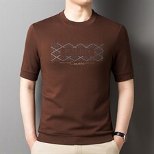 短袖薄款男士圆领卫衣印花2023春秋季中年商务休闲打底衫上衣男装，男装卫衣，电商B212（原钱塘6029）