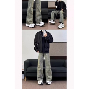 1506-1/KK07051/P45百搭时尚宽松牛仔裤潮牌休闲男裤个性牛仔裤图片
