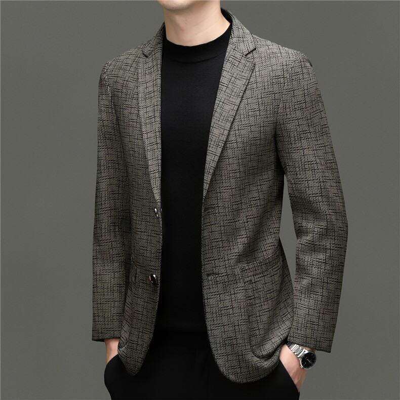 BG7103春秋款海宁真皮皮衣男头层绵羊皮外套印花商务休闲男士西服图片