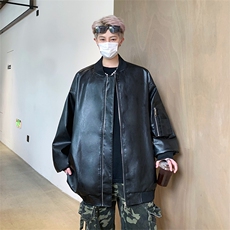 主推新款美式高街立领夹克潮牌皮衣夹克宽松外套A436-W103-P68，男装夹克，电商A436