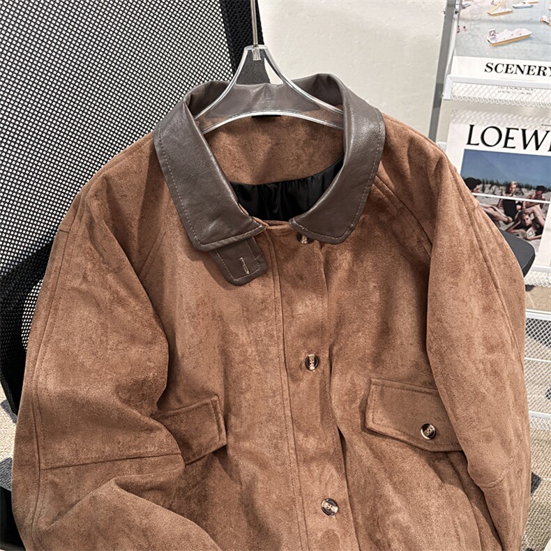 得物品质秋款男麝皮绒夹克衫PU皮领休闲外套JAK006P85,男装夹克,星座1013-1