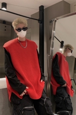 港风大码美式潮牌宽松套头无袖圆领毛衣男潮XZ608-M2152-P50，男装针织衫/毛衣，星座608(原A046)