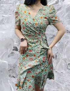 腰盼款女人味花色连衣裙,女装连衣裙,帝瀛 DY