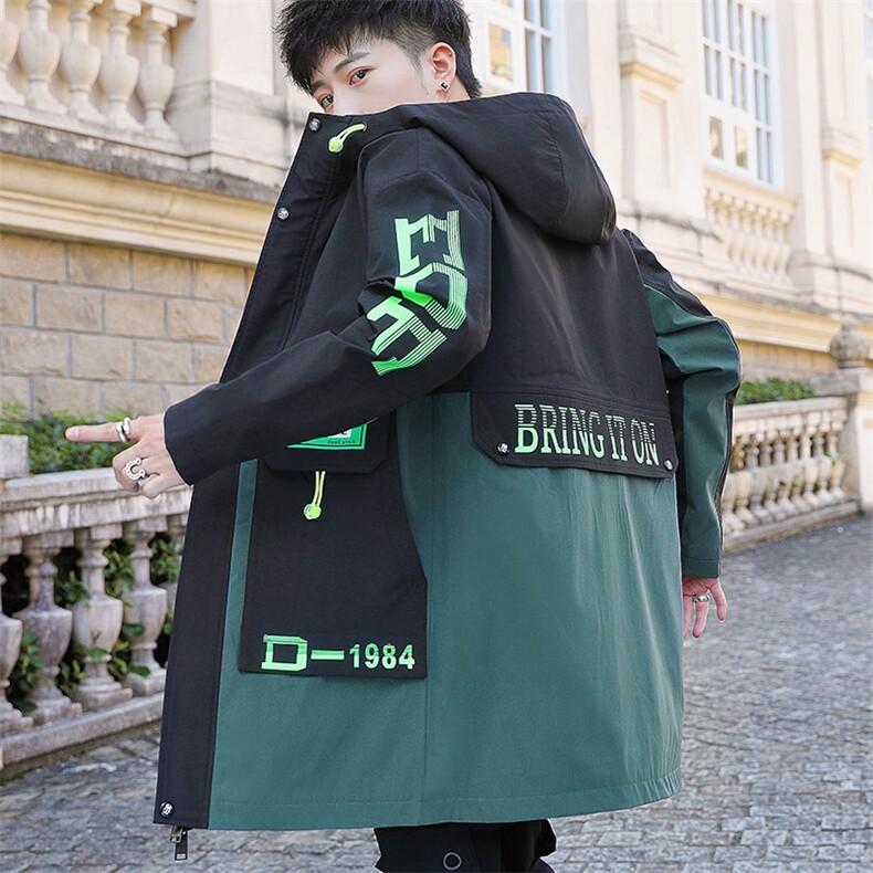 夹克外套男韩版潮流上衣服男秋装新款风衣男士中长款JK178-P65,男装夹克,星座1206（原A206）