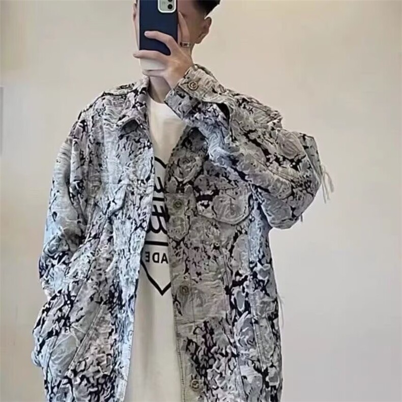 牛仔夹克外套男春秋新款港风复古设计感小众宽松百搭上衣潮情侣款,男装夹克,星座506A