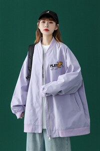 中性风 2023秋季新款字母印花港风宽松潮牌潮流夹克 G06 p55控78图片