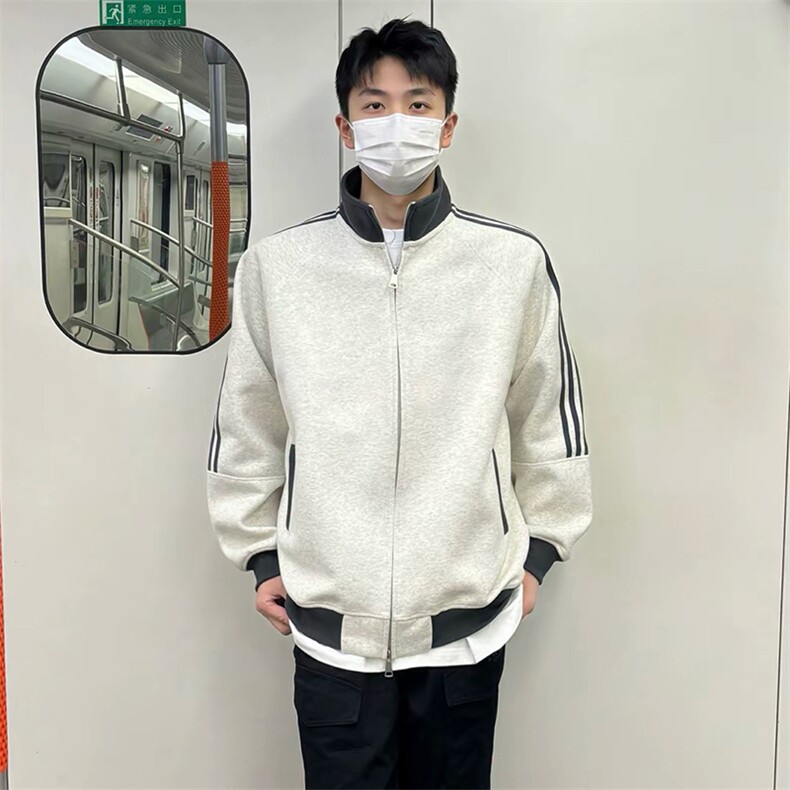 抖音得物高品质26春装美式高街重磅结构拼接织带立领卫衣外套CM42,女装短外套,电商A486