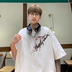 可48小时发货支持抖音得物来样二开美式满天星亮片短袖T恤MTX643，男装T恤，电商A486