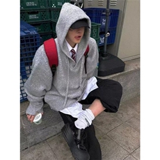 网图有货美式连帽针织衫外套男女宽松复古情侣套头线衣A992-P58，男装针织衫/毛衣，星座1505